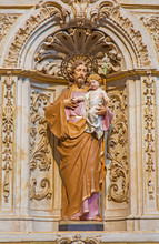 SALAMANCA, SPAIN, APRIL - 17, 2016: Detail Of The Baroque Side Altar Of St. Joseph In Church Capilla De San Francesco By Unknown Artist.
