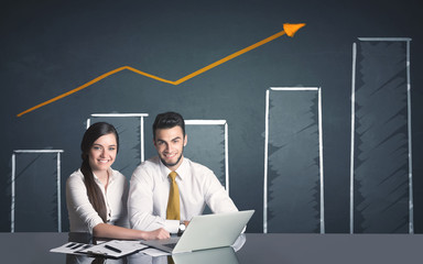 Wall Mural - business couple with business diagram