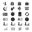 Heating and cooling, air conditioning system vector icons