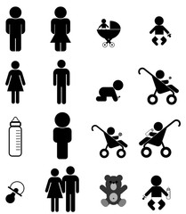 Poster - Famille et enfant en 16 icônes