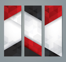 White, Red And Black Abstract Background Banner.