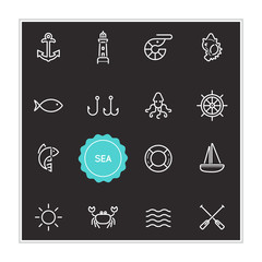 Wall Mural - Set of Sea Food Vector Illustration Elements can be used as Logo