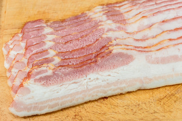 closeup raw bacon