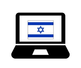 Poster - Drapeau d'Israël dans un ordinateur portable