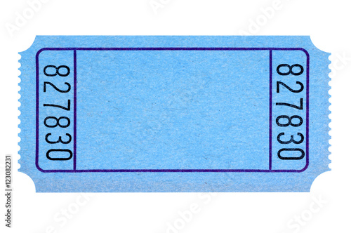 Cuadros en Lienzo Blank blue movie or raffle ticket isolated on white background.