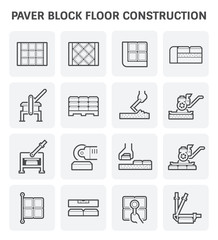 Wall Mural - Paver block floor construction vector icon set design.