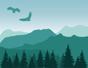 Wall Mural - vector mountain background