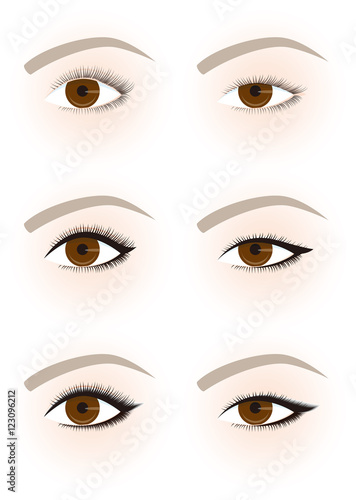 アイメイク アイラインの形 一重瞼と二重瞼 Stock Vector Adobe Stock