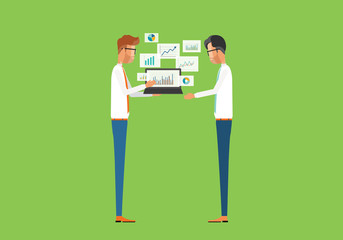 Aufkleber - flat vector  business people analytics graph report and  investment planning concept
