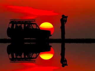 Poster - jeep safari at sunset