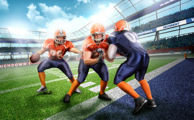 Wall Mural - Professional american football player in action on stadium