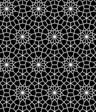 Black And White Moroccan Tile Geometric Star Seamless Pattern, Vector
