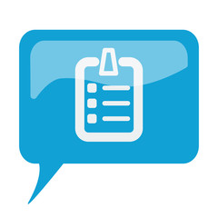 Wall Mural - Blue speech bubble with white Checklist icon on white background