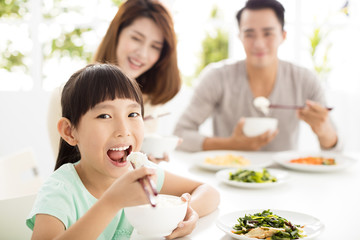 Wall Mural - happy young Family enjoy their  dinner