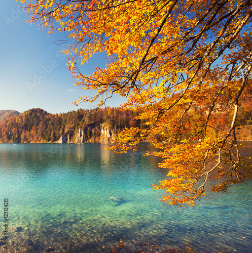 Foto-Schiebegardine ohne Schienensystem - bunter Herbst - herbstlicher Blick über den See (von Jenny Sturm)