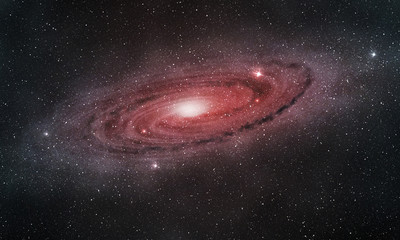 Wall Mural - glowing purple-red spiral galaxy in the outer space