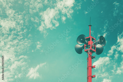 Foto Horn speaker for public relations sign symbol, retro vintage color effect
