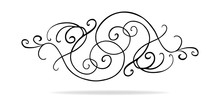 Vector Of Curls And Swirls In Symmetrical Pattern, Wedding Design Or Victorian Accent, Pretty Line Filigree Paragraph Or Chapter Divider