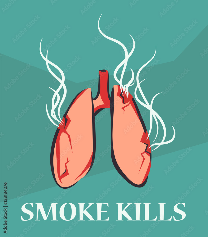 poster making about cigarette smoking Say no to tobacco Stop smoking poster of skull