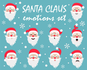 Wall Mural - santa claus character. emotions icon set. merry christmas
