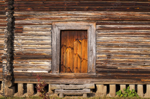 Front Porch Door Of Old Rustic Log House Or Cabin Buy This