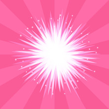 .Vector Illustration. Abstract Background Pink Explosion Of A Star With Rays. Design For A Holiday Decoration For Girls, Party, Banner, Poster.