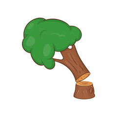 Wall Mural - Felled tree icon. Cartoon illustration of tree vector icon for web design