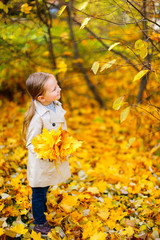 Poster - Little girl outdoors on autumn day