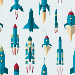 Wall Mural - Set of rockets pattern