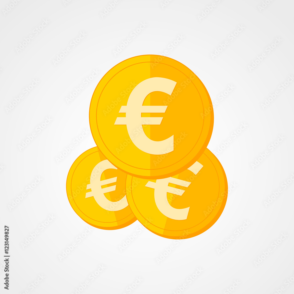 Gold euro icon. Vector illustration. - obrazy, fototapety, plakaty 