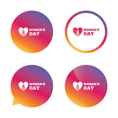 8 March Women's Day sign icon. Heart symbol.