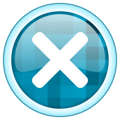 Aufkleber - Blue circle vector x icon. Round internet glossy cancel button. Web design graphic element. 