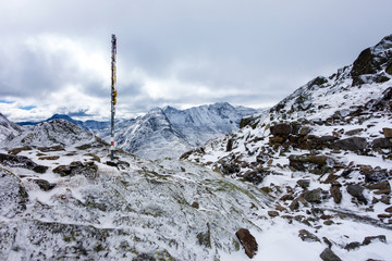 Sticker - Wegweiser auf dem Scalettapass, Graubünden, Schweiz