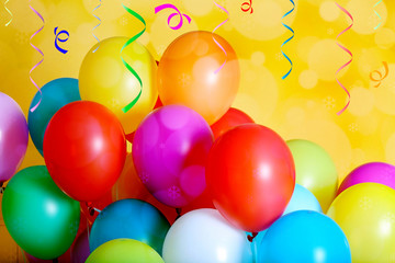 Colorful birthday balloons, closeup