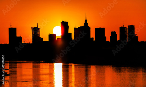 Zdjęcie XXL Zachód słońca w centrum Warszawy