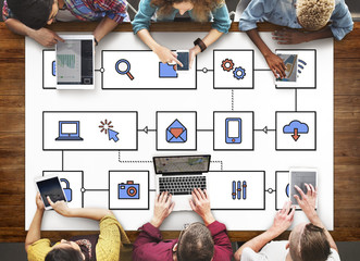 Sticker - Network Connection Data Internet Technology Concept