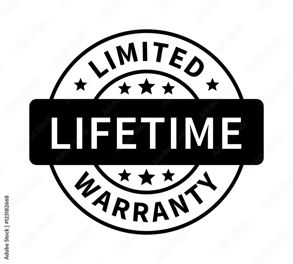 Limited lifetime warranty badge, seal, stamp or label flat icon