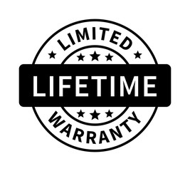 Limited lifetime warranty badge, seal, stamp or label flat icon