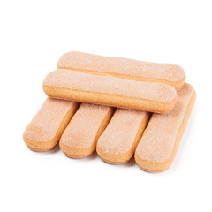 a pile of ladyfingers on a white background