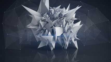 Polygonal network shape abstract 3D render