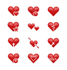 Sticker - Heart love emoji, emoticons vector set