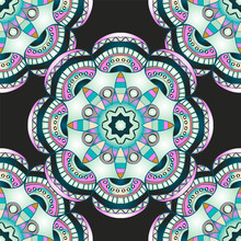 Seamless Pattern With Mandalas In Modern Nacre Colors, Trend Of 2017 . Vector Background