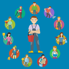 Wall Mural - Cleaning Service Concept Vector in Flat Design