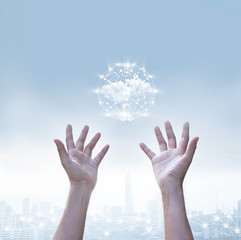 Wall Mural - abstract of business cloud computing circle global network