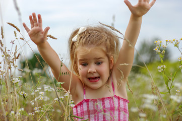 Wall Mural -  little girl on the meadow