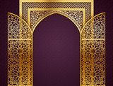 Fototapeta  - Background with Opened Doors  Arabic Pattern