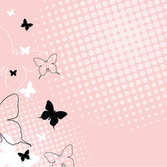  Butterflies - background template with copy space. For presentations, web backgrounds, covers, cards, greeting, baby shower...