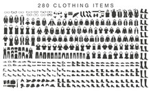 Isolated Silhouettes Of Men And Women Clothing