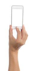 Wall Mural - taking selfie with smart phone isolated