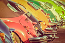 Row Of Colorful Classic Cars